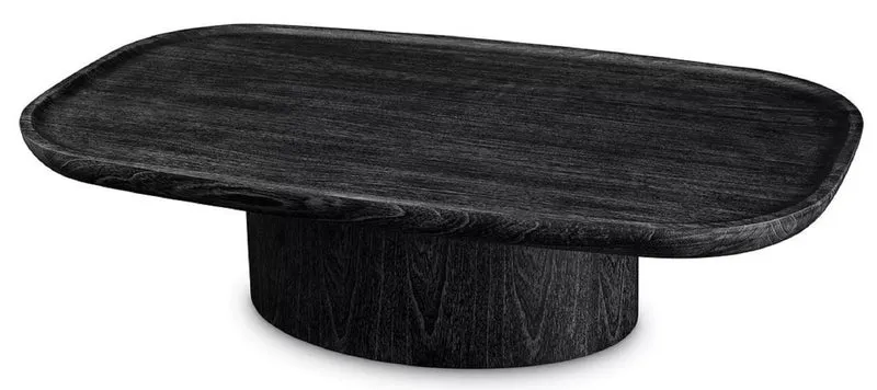 Casa Padrino Luxus Couchtisch Schwarzgrau 140 x 79,5 x H. 35 cm - Massivholz Wohnzimmertisch - Massivholz Wohnzimmer Möbel - Luxus Qualität