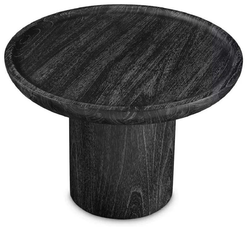 Casa Padrino Luxus Beistelltisch Schwarzgrau Ø 64,5 x H. 46 cm - Runder Massivholz Tisch - Massivholz Wohnzimmer Möbel - Luxus Qualität