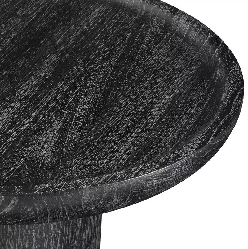 Casa Padrino Luxus Beistelltisch Schwarzgrau Ø 64,5 x H. 46 cm - Runder Massivholz Tisch - Massivholz Wohnzimmer Möbel - Luxus Qualität