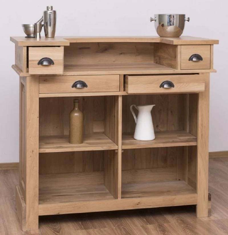 Casa Padrino Landhausstil Bar Theke Naturfarben 120 x 51 x H. 107 cm - Massivholz Thekentisch - Bartisch - Massivholz Bar Möbel im Landhausstil