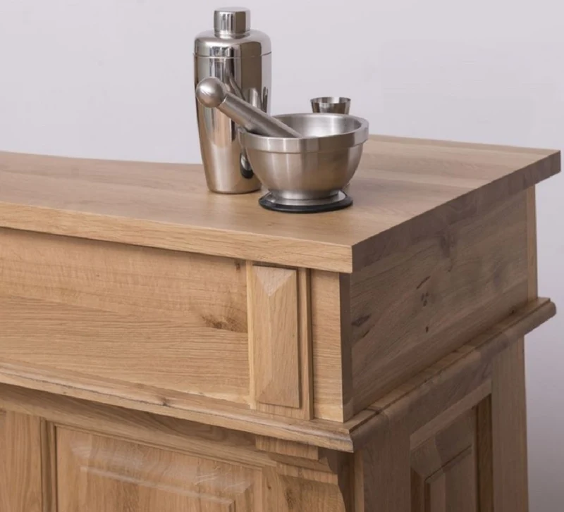 Casa Padrino Landhausstil Bar Theke Naturfarben 120 x 51 x H. 107 cm - Massivholz Thekentisch - Bartisch - Massivholz Bar Möbel im Landhausstil