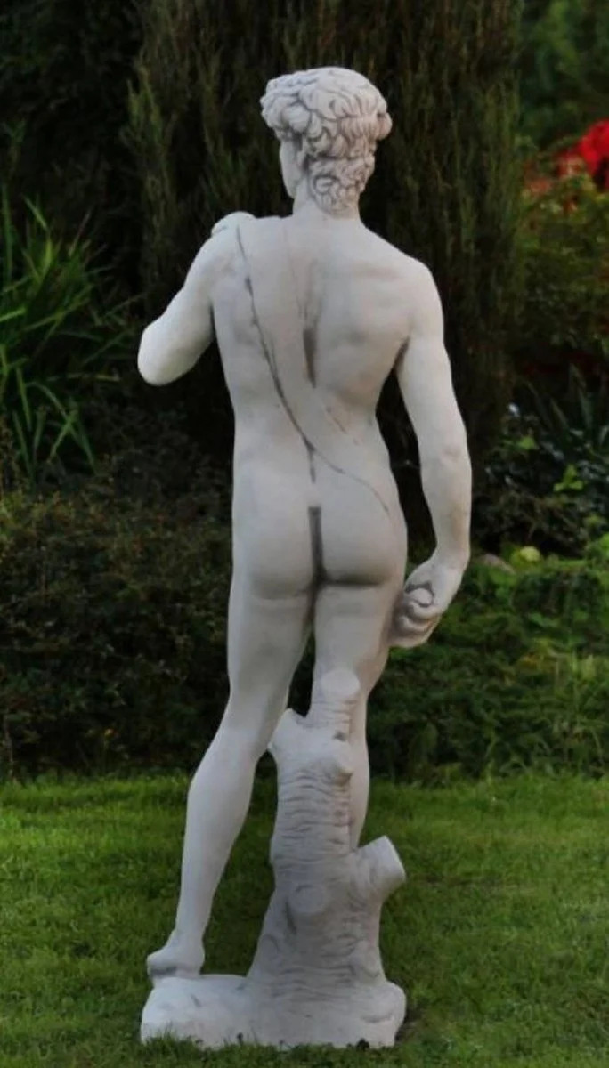 Casa Padrino Jugendstil Garten Deko Skulptur Grau 33 x 32 x H. 120 cm - Elegante Garten Deko Stein Figur - Barock & Jugendstil Garten Deko Accessoires