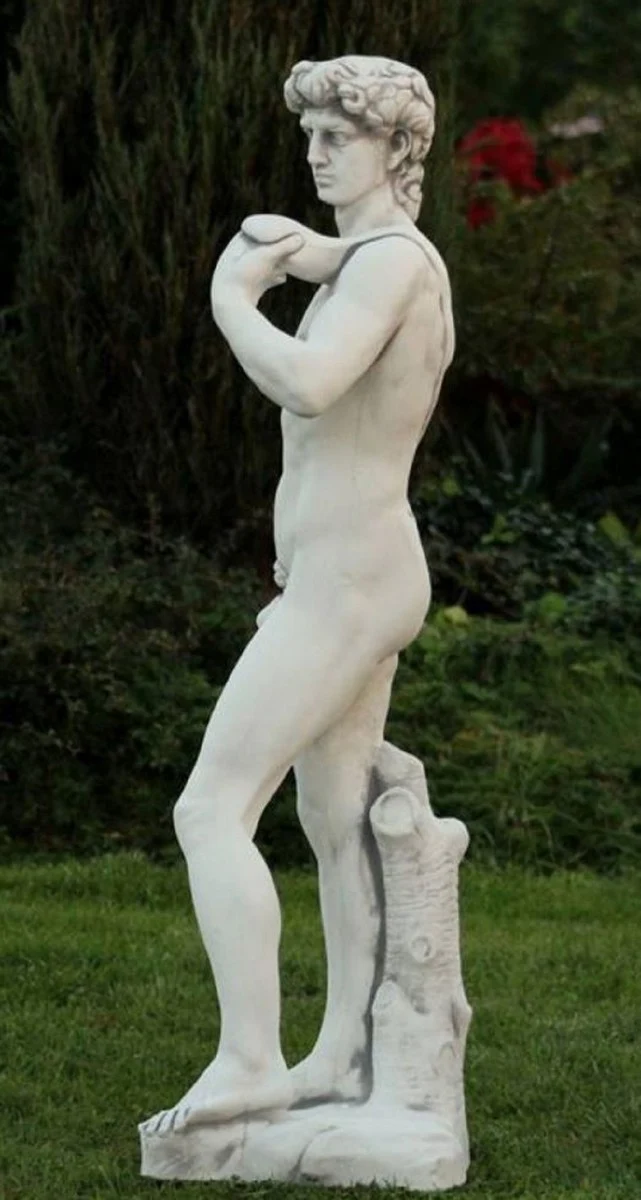 Casa Padrino Jugendstil Garten Deko Skulptur Grau 33 x 32 x H. 120 cm - Elegante Garten Deko Stein Figur - Barock & Jugendstil Garten Deko Accessoires