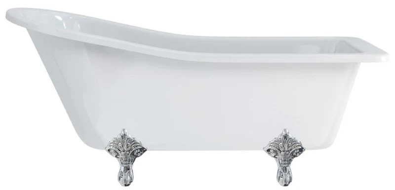 Casa Padrino Luxus Jugendstil Badewanne Weiß / Silber 169 x 73 x H. 77 cm - Freistehende Retro Acryl Badewanne - Retro Badezimmer Möbel