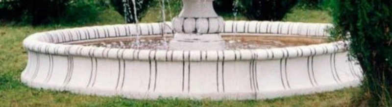 Casa Padrino Barock Springbrunnen Umrandung Weiß / Grau Ø 280 x H. 35 cm - Runde Gartenbrunnen Umrandung - Brunnen Umrandung - Prunkvolle Gartendeko im Barockstil