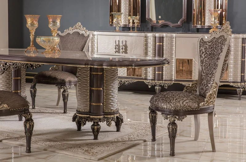 Casa Padrino Luxus Barock Möbel Set Grau / Braun / Gold - 1 Barock Sideboard mit 4 Türen & 1 Barock Wandspiegel - Handgefertigte Barock Möbel - Edel & Prunkvoll