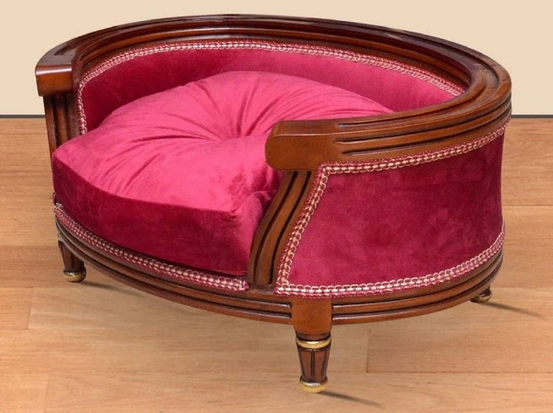 Casa Padrino Barock Hundebett Royal Boardeauxrot / Braun / Gold - Barock Hundemöbel - Barock Tiermöbel - Möbel im Barockstil