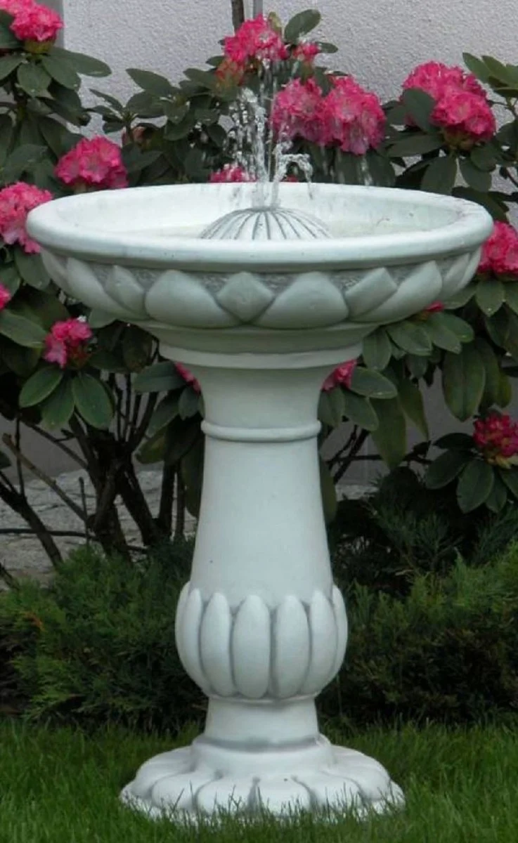 Casa Padrino Jugendstil Springbrunnen Grau Ø 54 x H. 74 cm - Prunkvoller Gartenbrunnen - Runder Gartendeko Brunnen - Barock & Jugendstil Garten Deko Accessoires