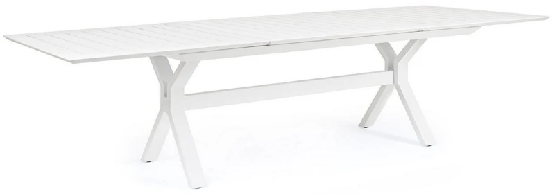 Casa Padrino Luxus Gartentisch Weiß 200-300 x 110 x H. 76 cm - Ausziehbarer Esstisch aus pulverbeschichtetem Aluminium - Luxus Garten & Terrassen Tisch - Luxus Garten & Terrassen Möbel