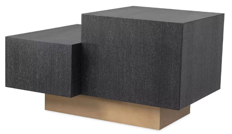 Casa Padrino Luxus Beistelltisch Schwarzgrau / Messingfarben 70,5 x 50 x H. 40,5 cm - Moderner Wohnzimmer Tisch - Luxus Designer Möbel