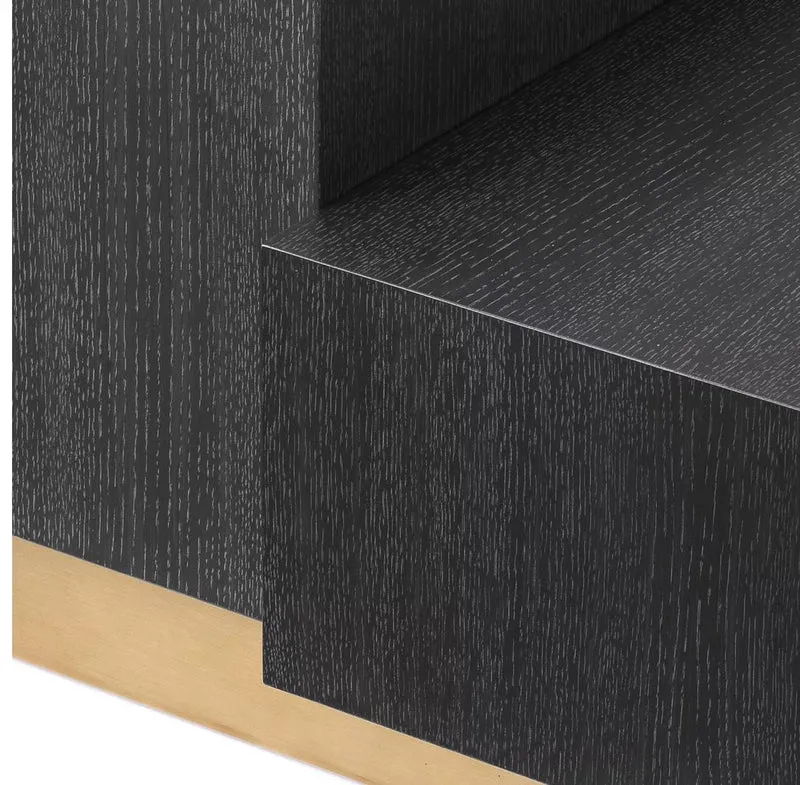 Casa Padrino Luxus Beistelltisch Schwarzgrau / Messingfarben 70,5 x 50 x H. 40,5 cm - Moderner Wohnzimmer Tisch - Luxus Designer Möbel