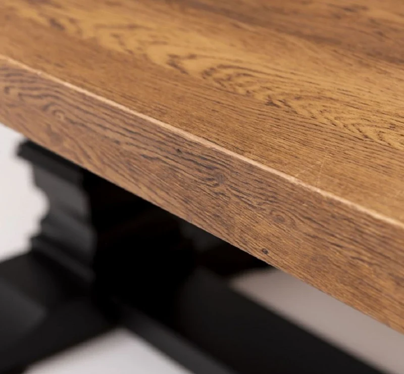 Casa Padrino Landhausstil Esstisch Braun / Schwarz 220 x 120 x H. 78 cm - Rechteckiger Massivholz Küchentisch - Landhausstil Massivholz Esszimmer Möbel