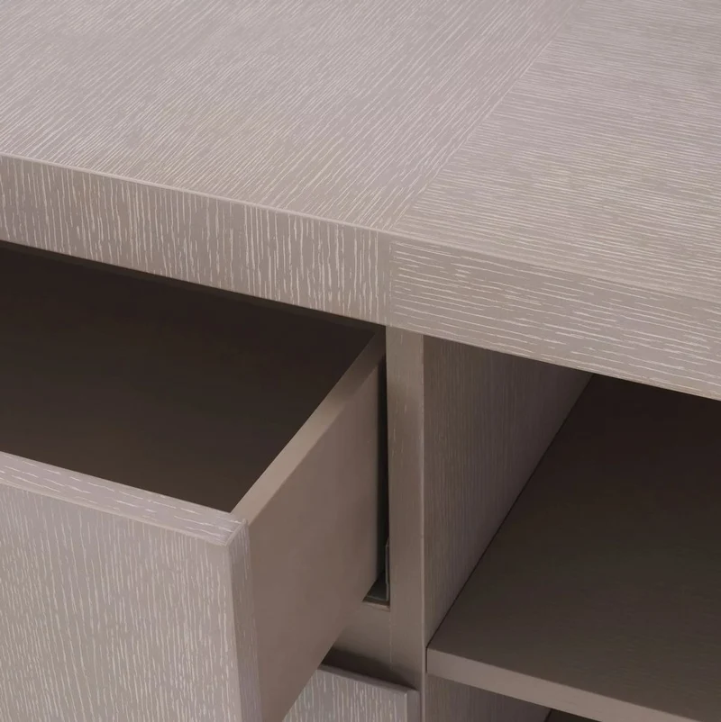 Casa Padrino Luxus Sideboard Grau 220 x 52,5 x H. 85,5 cm - Massivholz Schrank mit 3 Schubladen & 2 Türen - Wohnzimmer & Hotel Möbel - Luxus Qualität