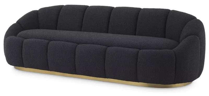Casa Padrino Luxus Sofa Schwarz / Messingfarben 230 x 80 x H. 71 cm - Wohnzimmer & Hotel Sofa - Wohnzimmer & Hotel Möbel - Luxus Qualität