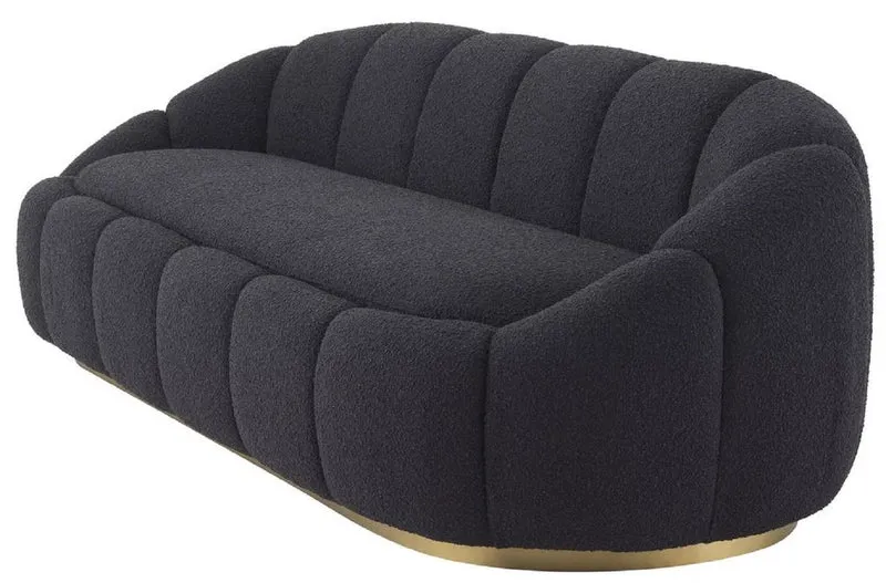 Casa Padrino Luxus Sofa Schwarz / Messingfarben 230 x 80 x H. 71 cm - Wohnzimmer & Hotel Sofa - Wohnzimmer & Hotel Möbel - Luxus Qualität