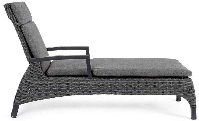 Casa Padrino Luxus Gartenliege Grau / Anthrazit 205 x 70 x H. 72-106 cm - Moderne Wetterbeständige Liege mit verstellbarer Rückenlehne und Armlehnen - Garten Hotel Pool Möbel - Luxus Qualität
