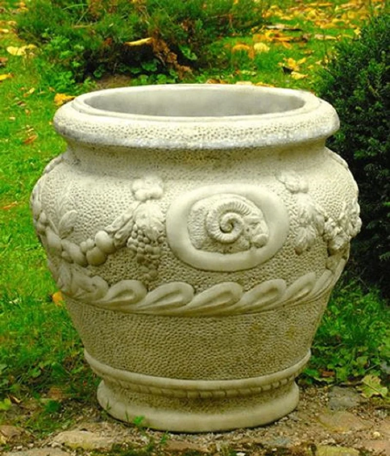 Casa Padrino Barock Garten Deko Blumentopf Grau Ø 59 x H. 66 cm - Prunkvoller Pflanzentopf im Barockstil - Barock Garten & Terrassen Deko Accessoires