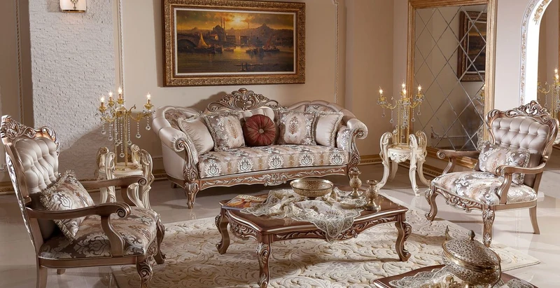Casa Padrino Luxus Barock Sofa Grau / Kupfer / Silber - Prunkvolles Wohnzimmer Sofa mit elegantem Muster - Barock Wohnzimmer & Hotel Möbel - Edel & Prunkvoll