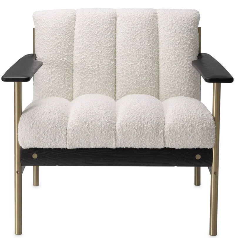 Casa Padrino Luxus Wohnzimmer Sessel Creme / Messing / Schwarz 75 x 78 x H. 73 cm - Moderner Wohnzimmer Sessel - Luxus Wohnzimmer & Hotel Möbel - Luxus Qualität