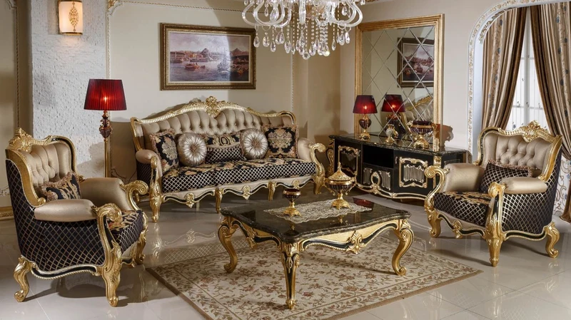 Casa Padrino Luxus Barock Sessel Gold / Schwarz / Mehrfarbig / Gold - Prunkvoller Wohnzimmer Sessel mit elegantem Muster - Barock Wohnzimmer Möbel