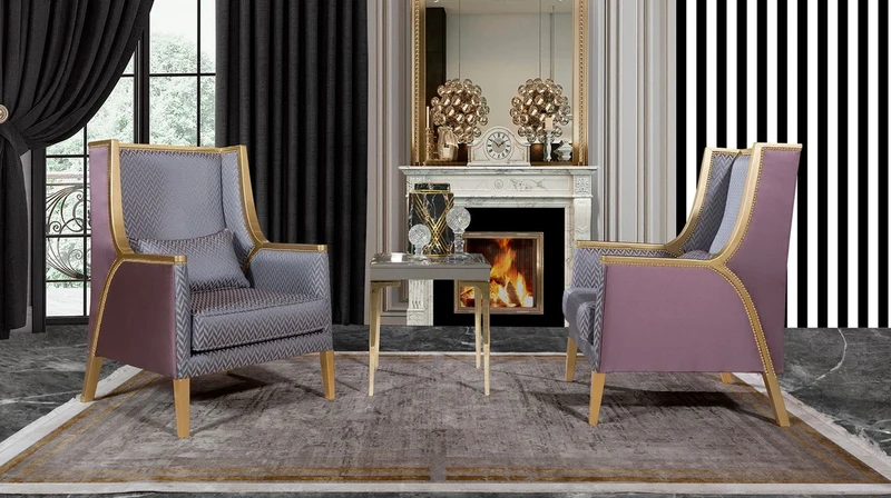 Casa Padrino Luxus Barock Wohnzimmer Sessel Rosa / Silber / Lila / Gold - Handgefertigter Barockstil Sessel mit elegantem Muster - Barock Wohnzimmer Möbel