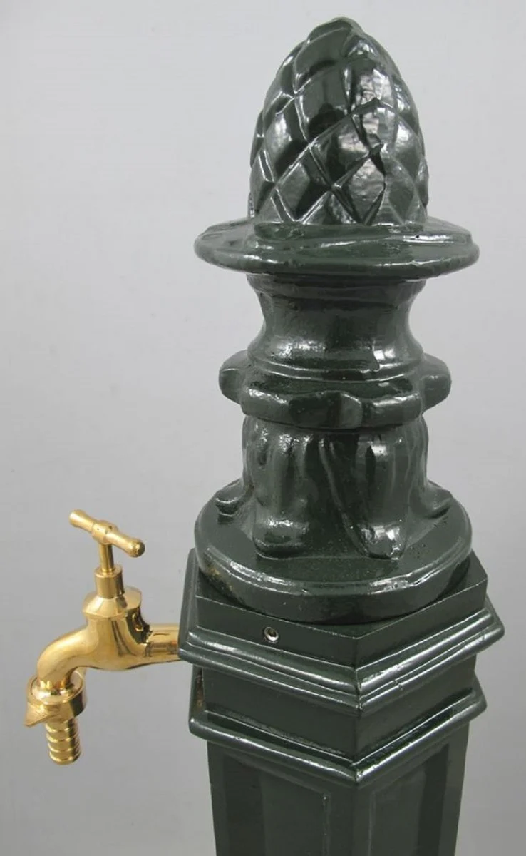 Casa Padrino Jugendstil Wassersäule Grün 33 x 34 x H. 95 cm - Nostalgische Aluminium Wasserzapfsäule mit Messing Wasserhahn - Garten & Terrassen Deko Accessoires