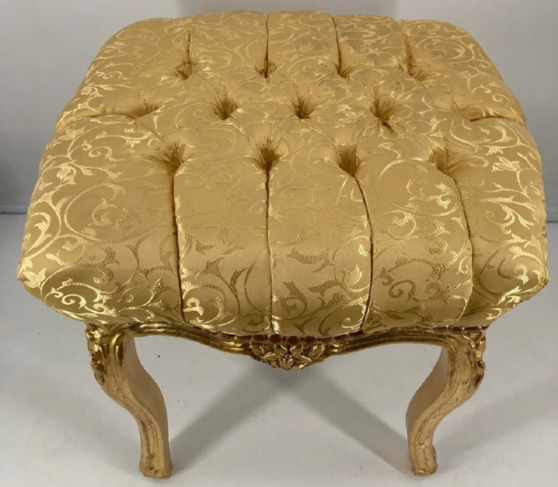 Casa Padrino Barock Hocker Gold Muster / Gold - Handgefertigter Antik Stil Fußhocker im Barockstil - Barockstil Wohnzimmer Möbel