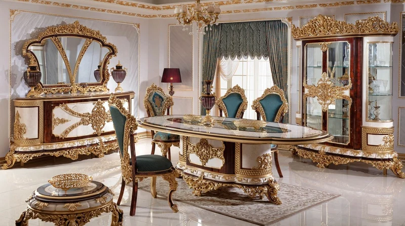 Casa Padrino Luxus Barock Vitrine Weiß / Braun / Gold - Prunkvoller Massivholz Vitrinenschrank mit 2 Glastüren - Barock Möbel - Edel & Prunkvoll