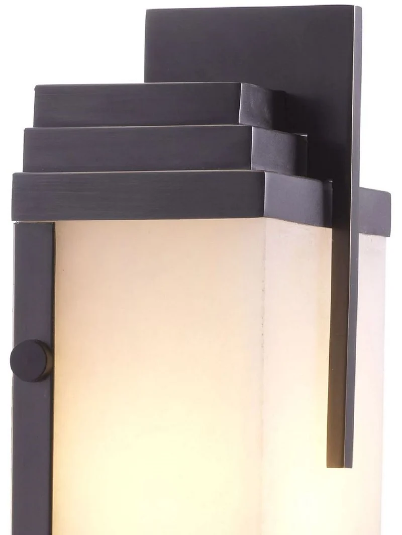 Casa Padrino Luxus Wandleuchte Bronze / Alabaster 10,5 x 8,5 x H. 51 cm - Wandlampe mit Alabaster Lampenschirm - Luxus Leuchten