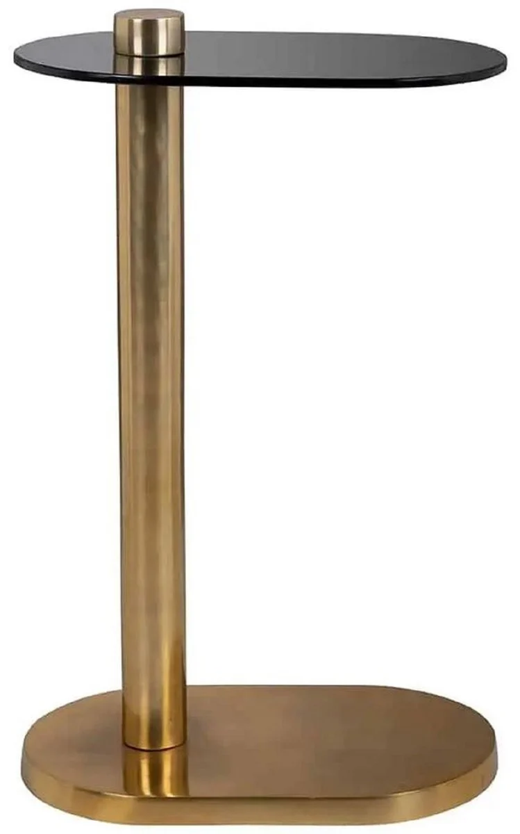 Casa Padrino Luxus Beistelltisch Gold / Schwarz 38 x 23 x H. 61 cm - Moderner Edelstahl Tisch mit Glasplatte - Luxus Wohnzimmer Möbel