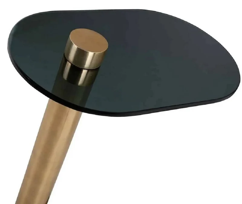 Casa Padrino Luxus Beistelltisch Gold / Schwarz 38 x 23 x H. 61 cm - Moderner Edelstahl Tisch mit Glasplatte - Luxus Wohnzimmer Möbel