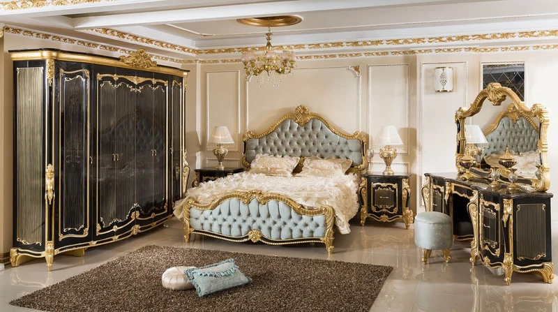 Casa Padrino Luxus Barock Schlafzimmerschrank Schwarz / Gold - Prunkvoller Massivholz Kleiderschrank im Barockstil - Barock Schlafzimmer & Hotel Möbel - Edel & Prunkvoll
