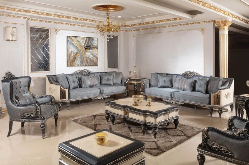 Casa Padrino Luxus Barock Couchtisch Beige / Schwarz / Gold - Prunkvoller Massivholz Wohnzimmertisch im Barockstil - Barock Wohnzimmer Möbel - Edel & Prunkvoll