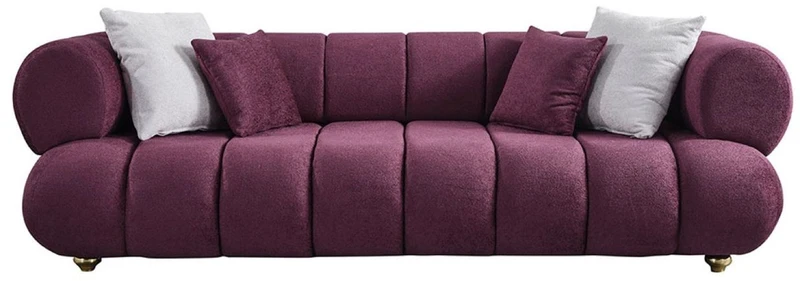 Casa Padrino Luxus 4er Sofa Lila / Gold - Modernes Wohnzimmer Sofa - Moderne Wohnzimmer Möbel - Luxus Kollektion