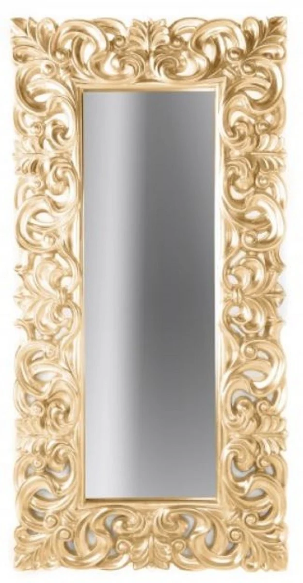 Casa Padrino Barock Spiegel Antik Gold 90 x 5 x H. 180 cm - Rechteckiger Wandspiegel im Barockstil - Garderobenspiegel - Wohnzimmer Spiegel - Barock Möbel