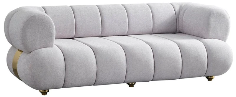 Casa Padrino Luxus 3er Sofa Grau / Gold - Modernes Wohnzimmer Sofa - Moderne Wohnzimmer Möbel - Luxus Kollektion