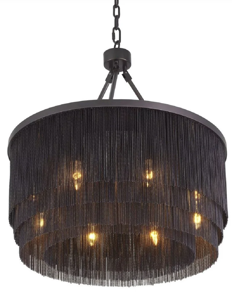 Casa Padrino Luxus Stahl Kronleuchter Bronzefarben Ø 60 x H. 68 cm - Runder Hotel & Restaurant Kronleuchter - Luxus Qualität