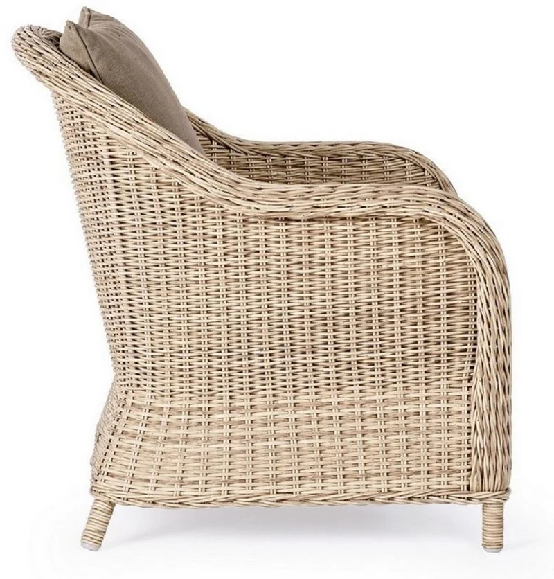 Casa Padrino Luxus Gartensessel Naturfarben / Grau 75 x 82 x H. 83 cm - Wetterbeständiger Garten & Terrassen Sessel - Garten & Terrassen Möbel - Luxus Qualität