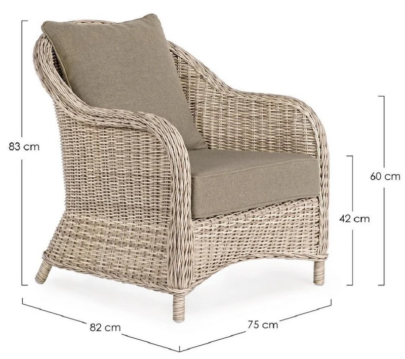 Casa Padrino Luxus Gartensessel Naturfarben / Grau 75 x 82 x H. 83 cm - Wetterbeständiger Garten & Terrassen Sessel - Garten & Terrassen Möbel - Luxus Qualität