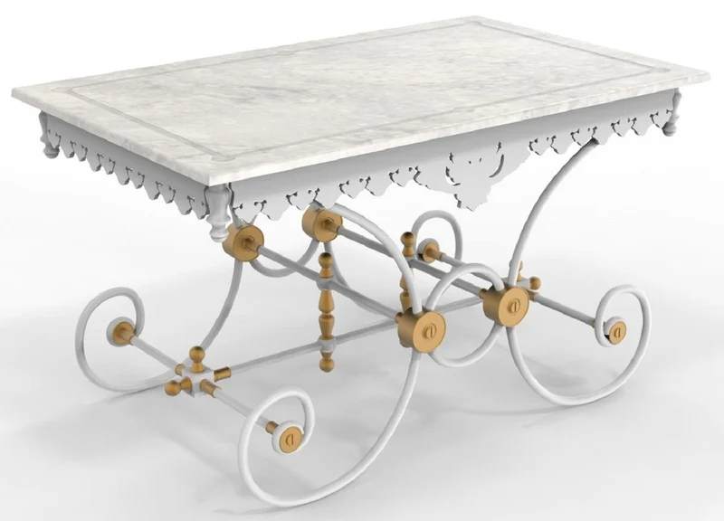 Casa Padrino Jugendstil Gartentisch 130 x 80 x H. 75 cm - Verschiedene Farben - Nostalgischer Schmiedeeisen Garten & Terrassen Tisch mit Marmorplatte - Jugendstil Garten & Terrassen Möbel