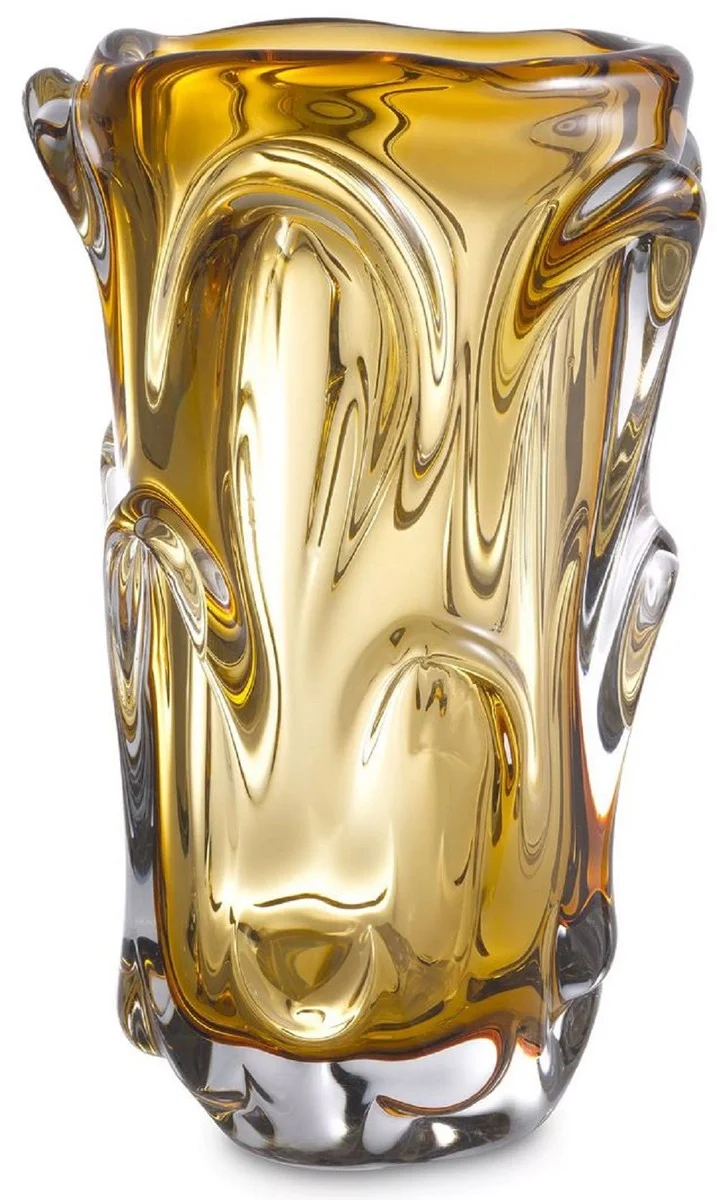 Casa Padrino Luxus Glas Vase Gelb Ø 20 x H. 31 cm - Moderne Deko Blumenvase - Deko Accessoires - Luxus Kollektion