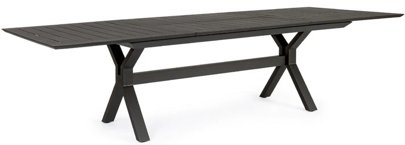 Casa Padrino Luxus Gartentisch Anthrazit 200-300 x 110 x H. 76 cm - Ausziehbarer Esstisch aus pulverbeschichtetem Aluminium - Luxus Garten & Terrassen Tisch - Luxus Garten & Terrassen Möbel