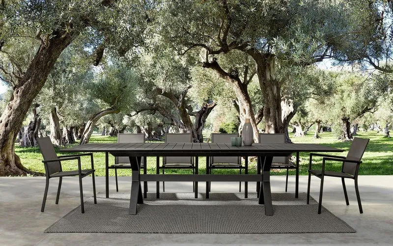 Casa Padrino Luxus Gartentisch Anthrazit 200-300 x 110 x H. 76 cm - Ausziehbarer Esstisch aus pulverbeschichtetem Aluminium - Luxus Garten & Terrassen Tisch - Luxus Garten & Terrassen Möbel