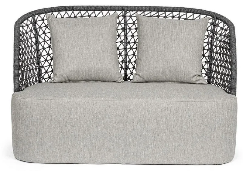 Casa Padrino Luxus Gartensofa mit Kissen Grau / Anthrazit 150 x 81 x H. 93 cm - Wetterbeständiges Garten & Terrassen Sofa - Garten & Terrassen Möbel - Luxus Qualität