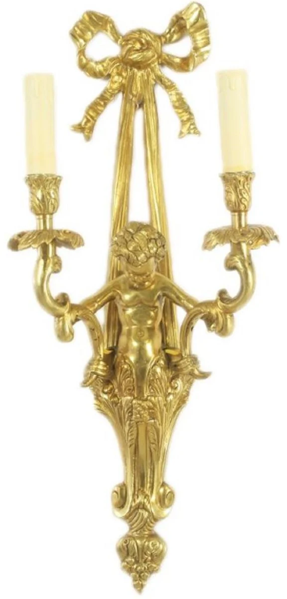 Casa Padrino Barock Wandleuchten Set Gold / Weiß 25 x 15 x H. 55 cm - Prunkvolle Barock Hotel & Restaurant Wandlampen - Barock Leuchten