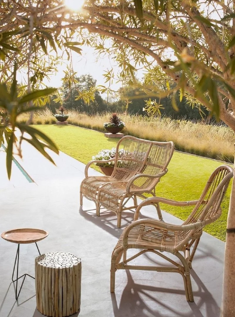 Casa Padrino Luxus Gartensofa Naturfarben 119 x 83 x H. 87 cm - Wetterbeständiges Garten & Terrassen Sofa - Garten & Terrassen Möbel - Luxus Kollektion