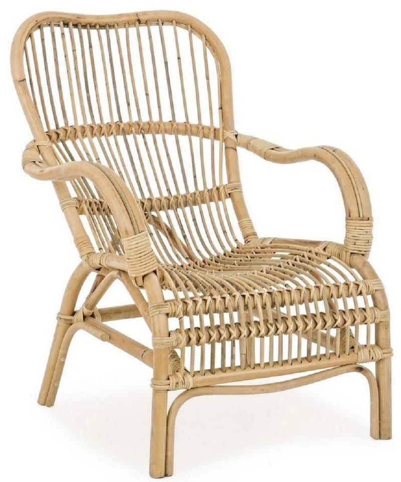 Casa Padrino Luxus Gartensessel Naturfarben 63 x 83 x H. 87 cm - Wetterbeständiger Garten & Terrassen Sessel - Garten & Terrassen Möbel - Luxus Kollektion