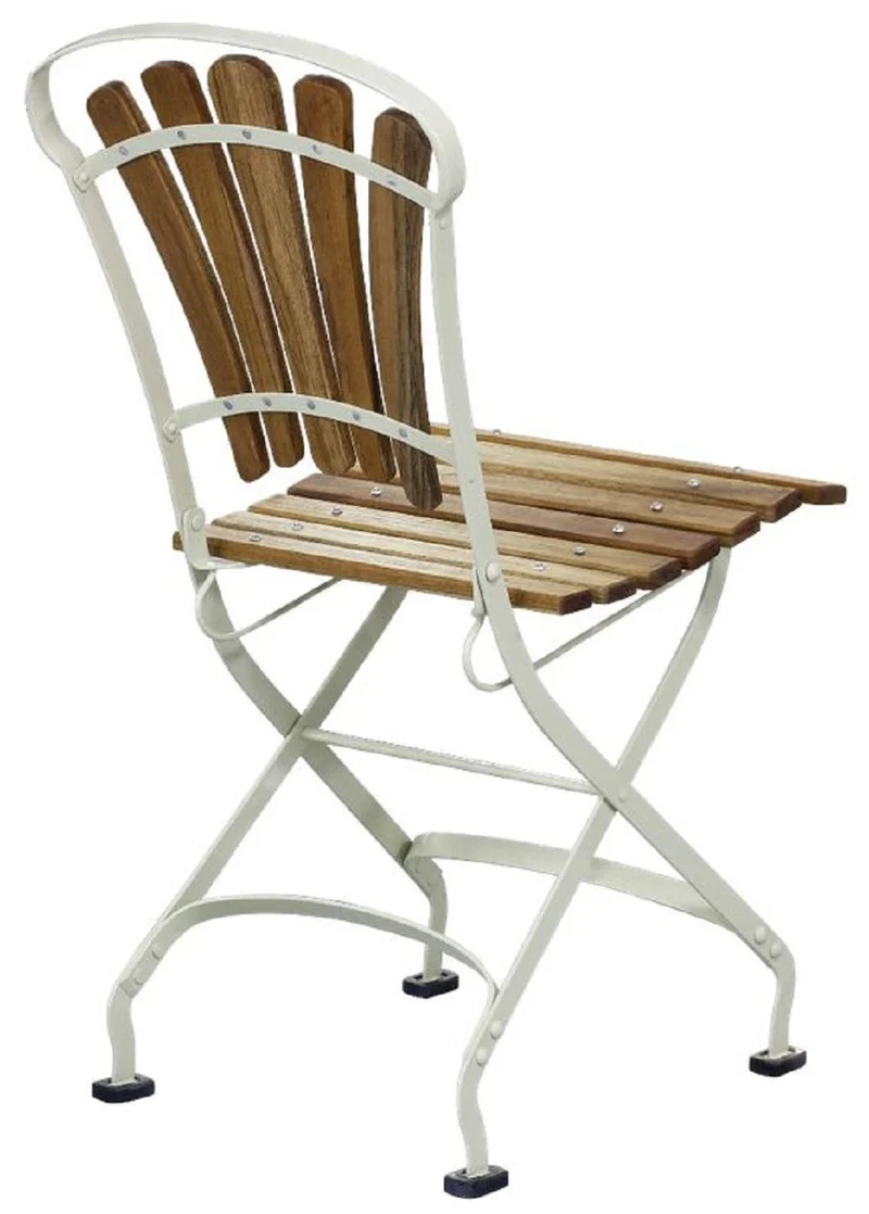 Casa Padrino Luxus Jugendstil Klappstuhl Braun / Cremefarben 42 x 50 x H. 88 cm - Garten & Terrassen Stuhl - Jugendstil Garten & Terrassen Möbel