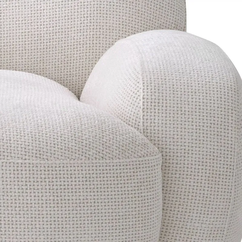 Casa Padrino Luxus Drehsessel Weiß / Messing 95 x 90 x H. 70 cm - Moderner Wohnzimmer Sessel - Luxus Wohnzimmer Möbel