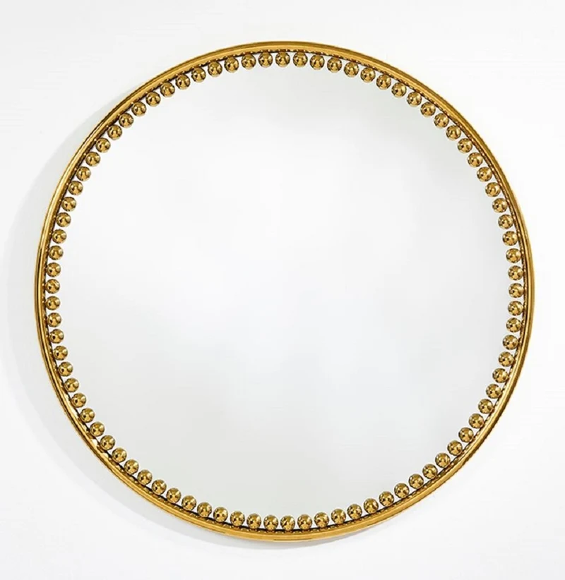 Casa Padrino Luxus Wandspiegel Gold Ø 107 cm - Runder Wohnzimmer Spiegel mit Metallrahmen - Schlafzimmer Spiegel - Badezimmer Spiegel - Garderoben Spiegel - Luxus Kollektion